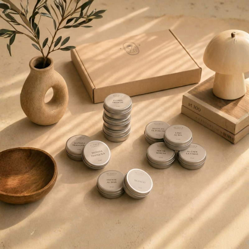 Set Descubrimiento de velas naturales con su caja kraft de presentación